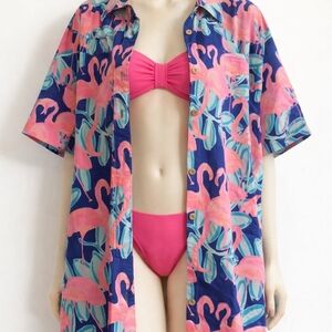 Chubbies Tropical Flamingo Swim Cover-Up in Pink and Blue Mens Medium